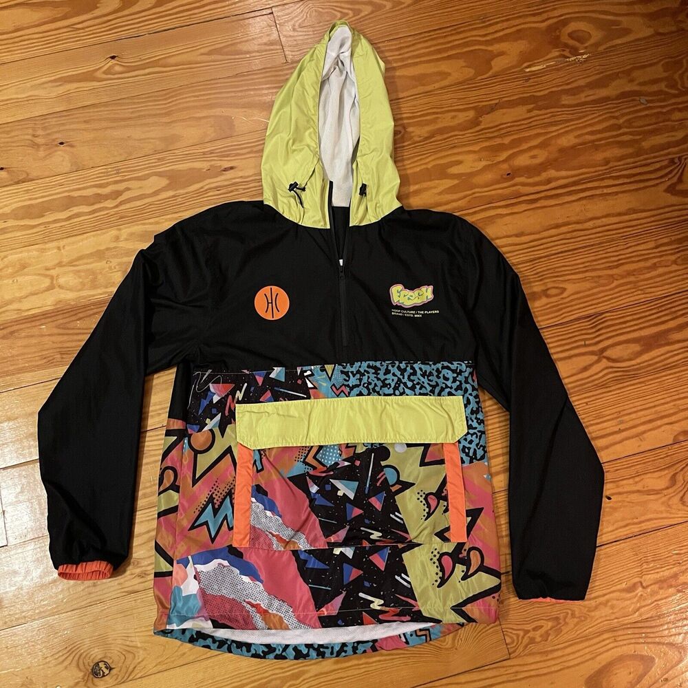 Hoop Culture Fresh Prince 90s Colorblock Windbreaker Zip Hoodie Large Hip Hop